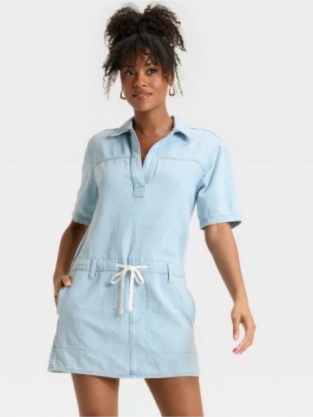 Universal Thread Women's Short Sleeve Drop Waist Drawstring Mini Dress 
XL
